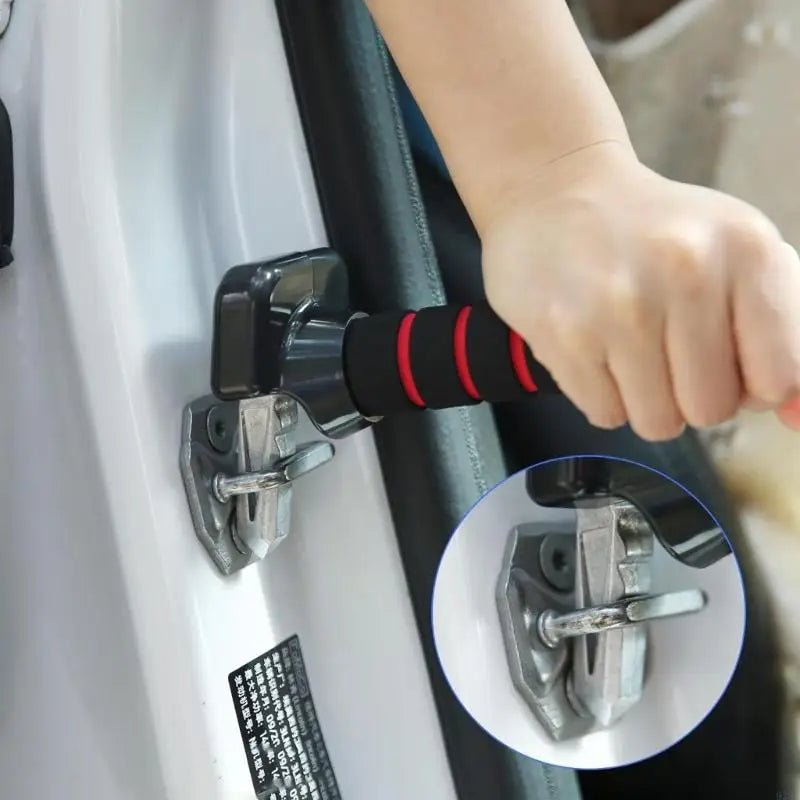 Red 3 - in - 1 Car Door Assist for Elderly with Window Breaker & Seatbelt Cutter - Assisted Exit